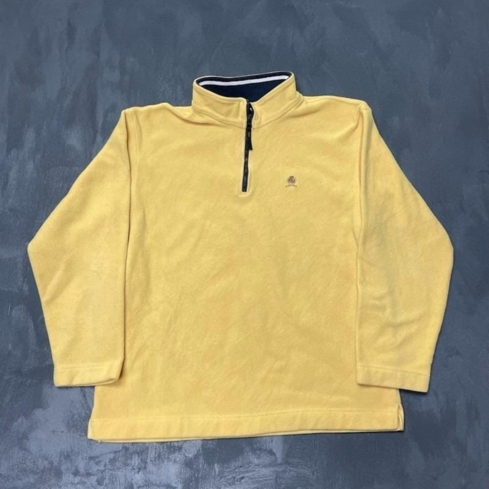Vintage‎ 1/4 Zip Fleece Sweatshirt Men XL Yellow 1990s Tommy Hilfiger